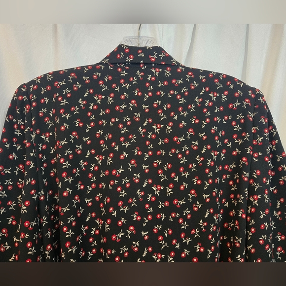 Chaus Black Floral Long Sleeve Casual Workwear Fall Dress - Picture 4 of 9